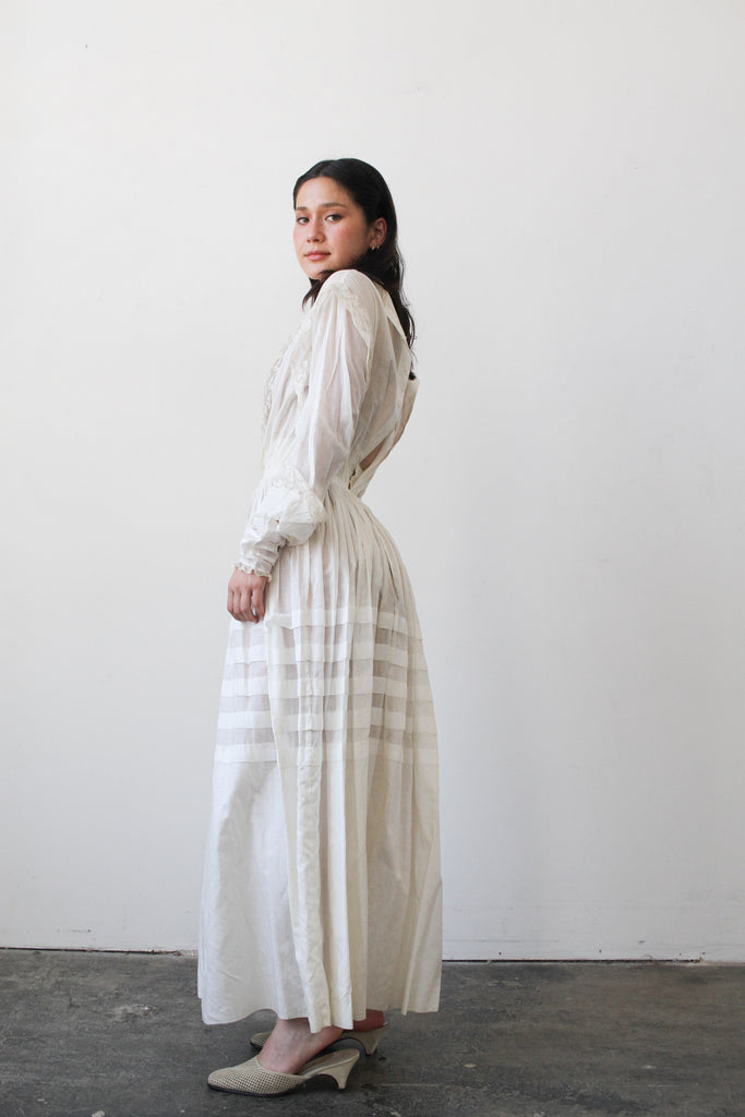 Edwardian Ecru Cotton Viole Lawn Dress – Blossom Vintage