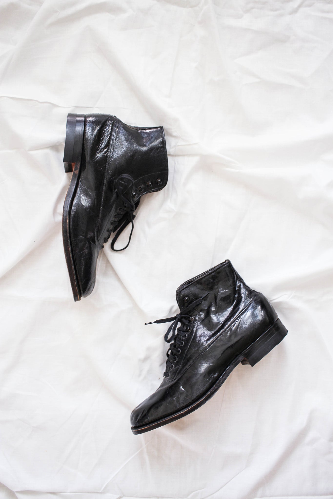 Victorian Deadstock Patent Leather Ankle Boots | 9-9.5