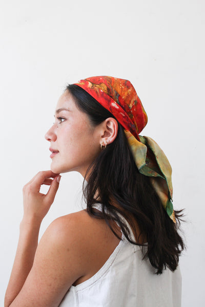 1960s Marbled Lava Silk Scarf