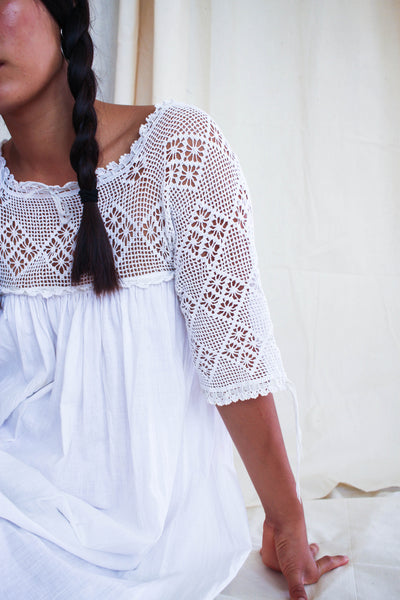 Victorian Cotton Crochet Yolk Night Dress