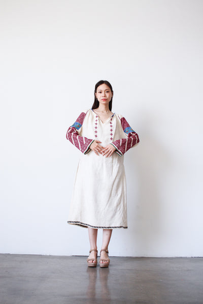 1960s Eastern European Embroidered Linen Dress