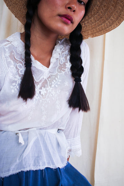 1910s Cotton Voile Embroidered Blouse