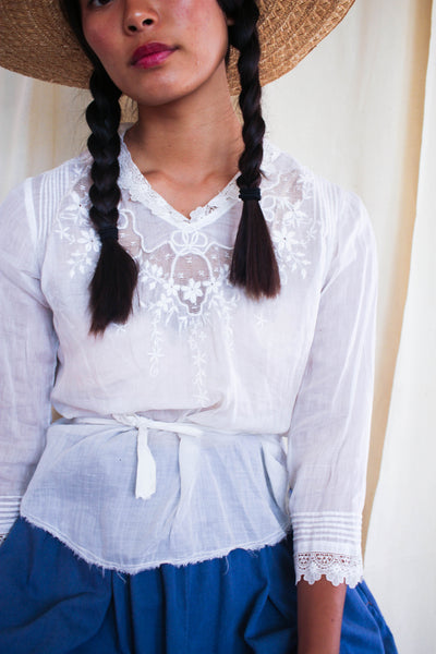 1910s Cotton Voile Embroidered Blouse