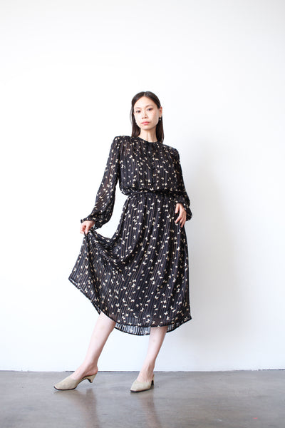 1980s Valentino Silk Floral Midi Dress