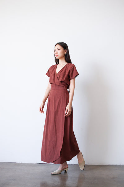 1980s Brick Grid Wrap Dress