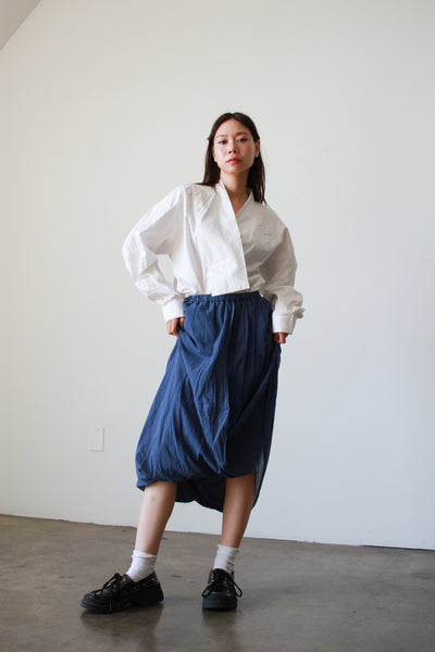 1980s Issey Miyake Sapphire Blue Draped Skirt
