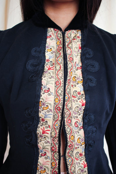 Victorian Soutache Embroidered Wool Bodice