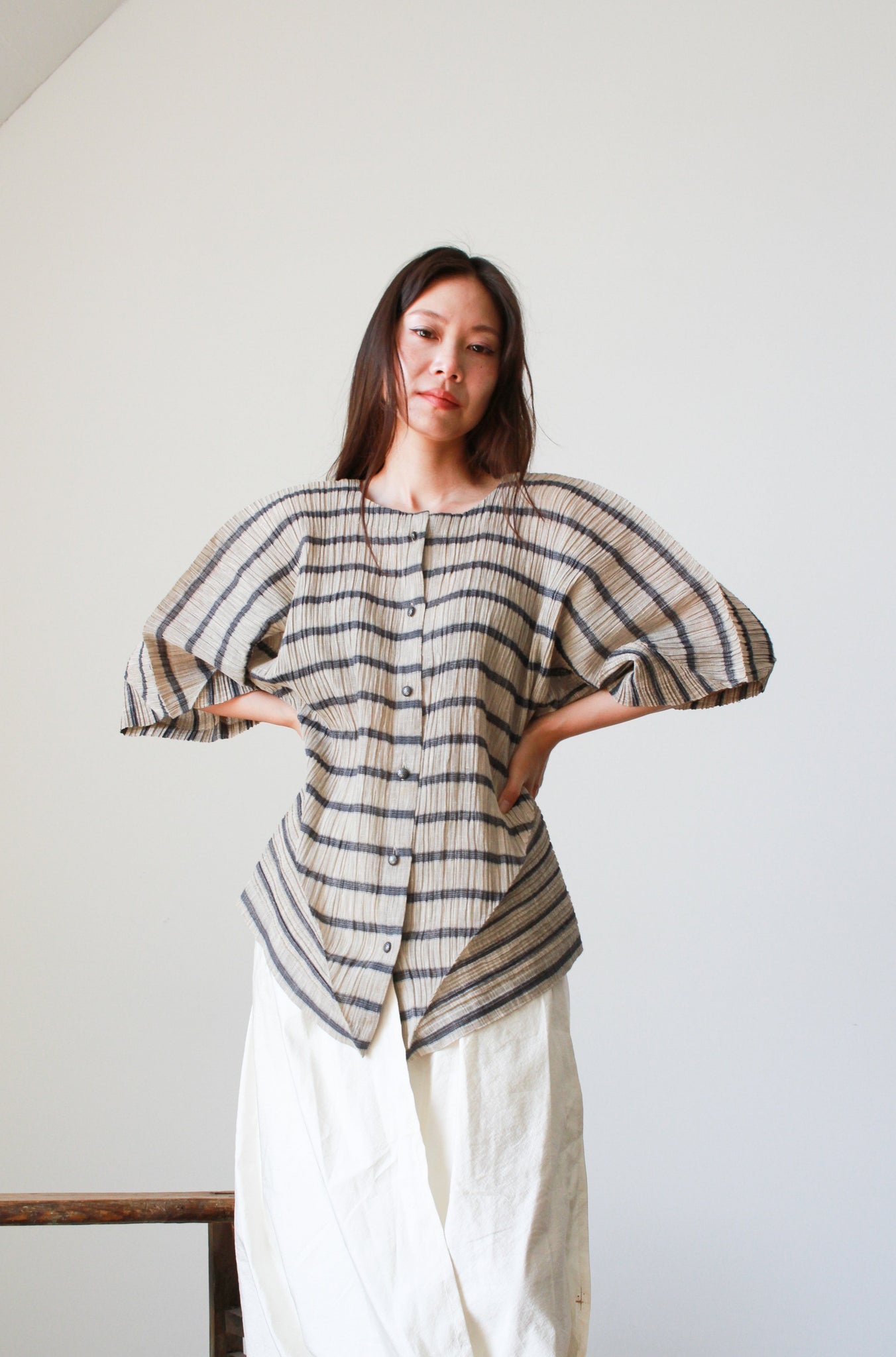 1980s Issey Miyake Iconic Pleated Structural Blouse
