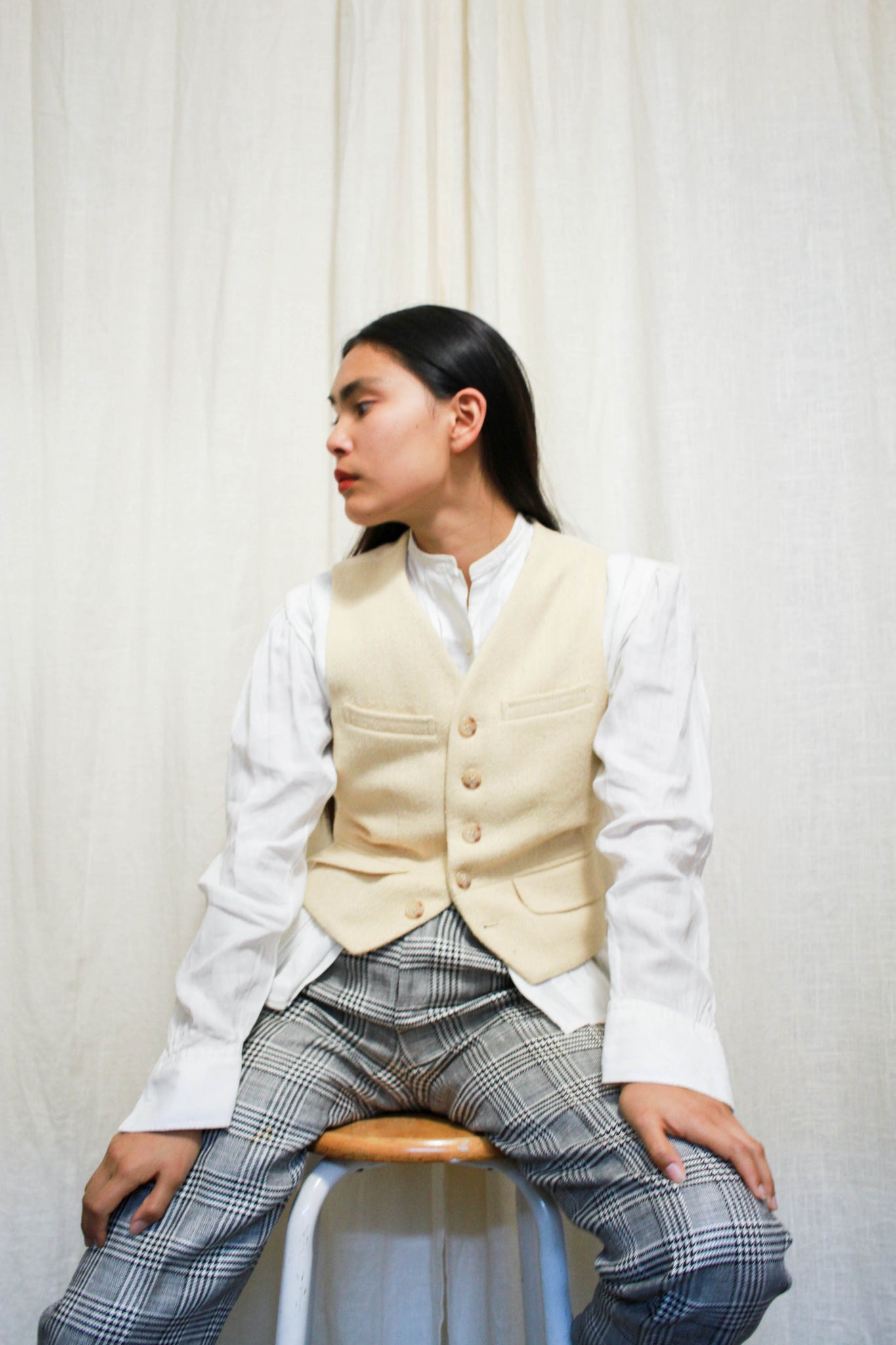 1990s Cream Ralph Lauren Wool Vest