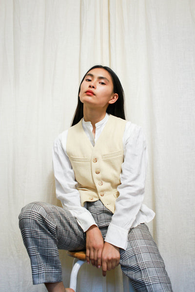 1990s Cream Ralph Lauren Wool Vest
