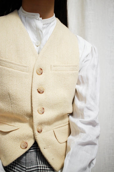 1990s Cream Ralph Lauren Wool Vest