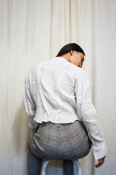 Edwardian White Linen Pleated Blouse