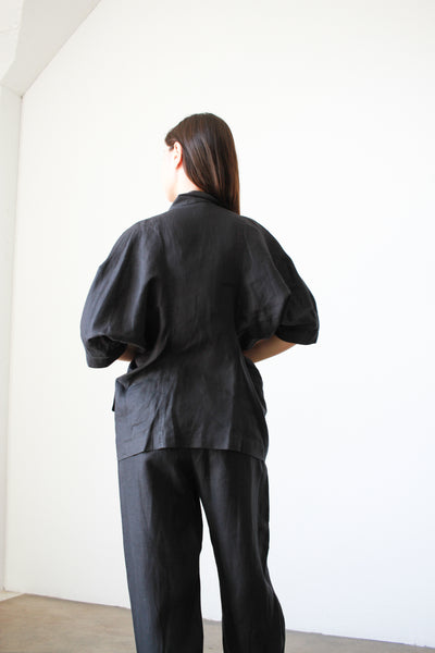 1990s Comme Des Garçons Black Linen Set