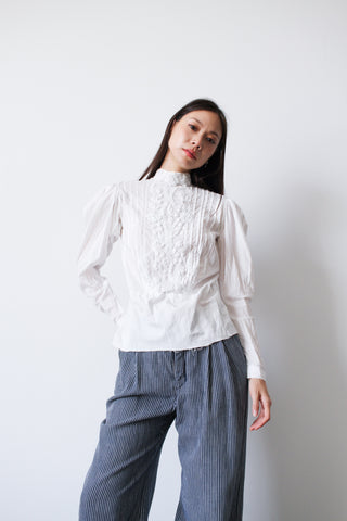 Edwardian White Cotton Soutache Blouse