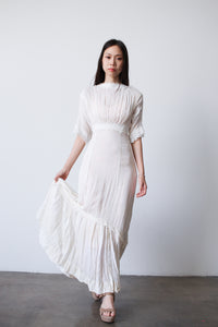 Edwardian White Woven Lawn Dress