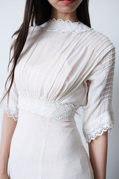 Edwardian White Woven Lawn Dress