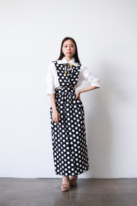 1970s Polka Dot Waffle Knit Maxi Dress