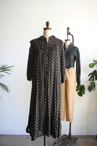 Antique Rare Calico Print Ruffled Dress