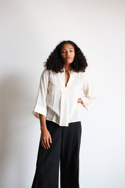 1970s Deadstock Indian Gauzy Tunic Blouse