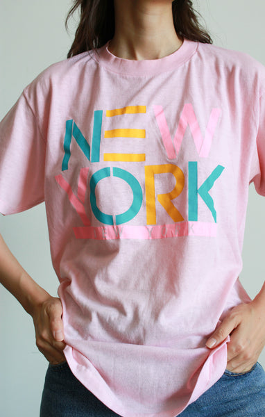 1980s New York Pink Cotton Tee