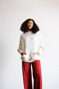 1980s White Knit Oversized Pullover