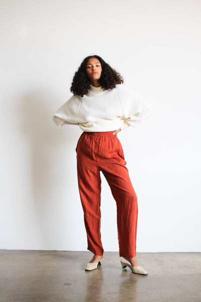 1990s Persimmon Silk Trousers