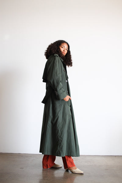 1980s Burberry Hunter Green Trench Coat
