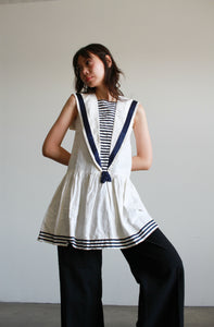 1960s White Nautical Collared Mini Dress