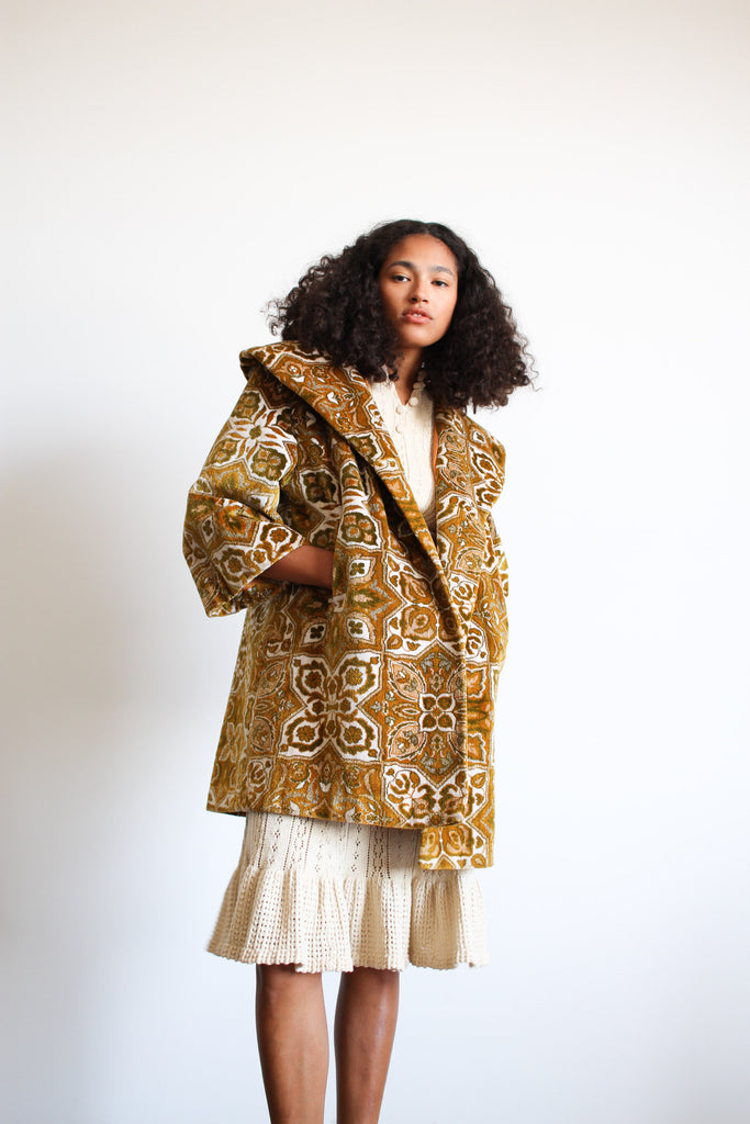 Floral tapestry coat sale