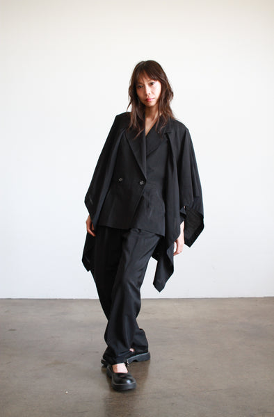1990s Rare Issey Miyake Black Cape Blazer Suit