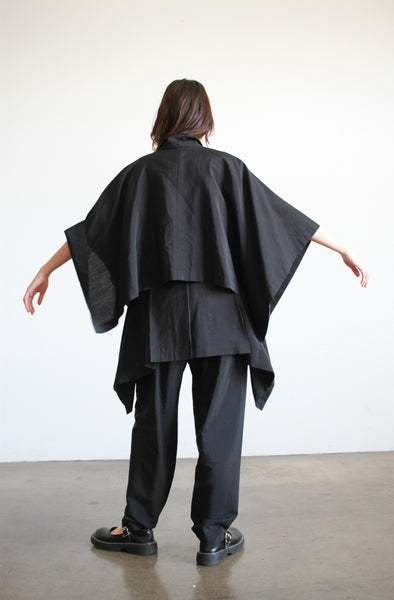 1990s Rare Issey Miyake Black Cape Blazer Suit