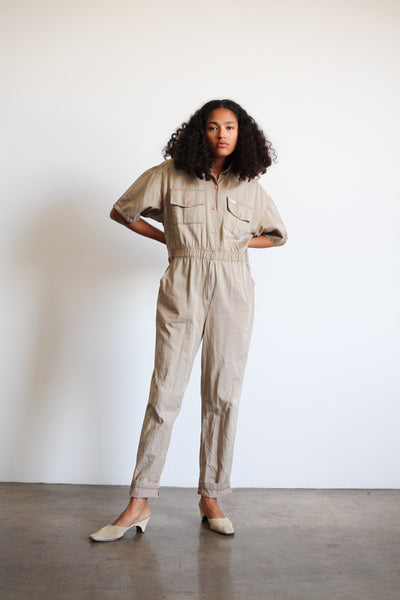 1980s Saint Germain Khaki Cotton Jumpsuit