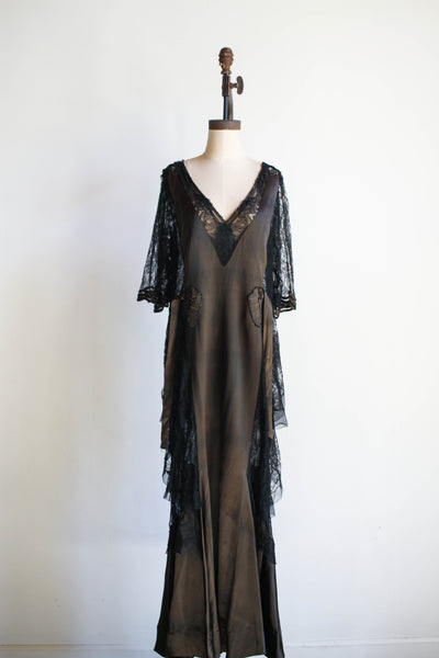 1930s Silk Lace Walking Gown