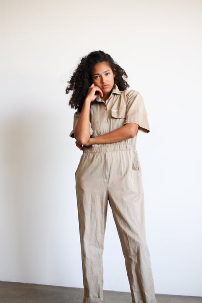 1980s Saint Germain Khaki Cotton Jumpsuit