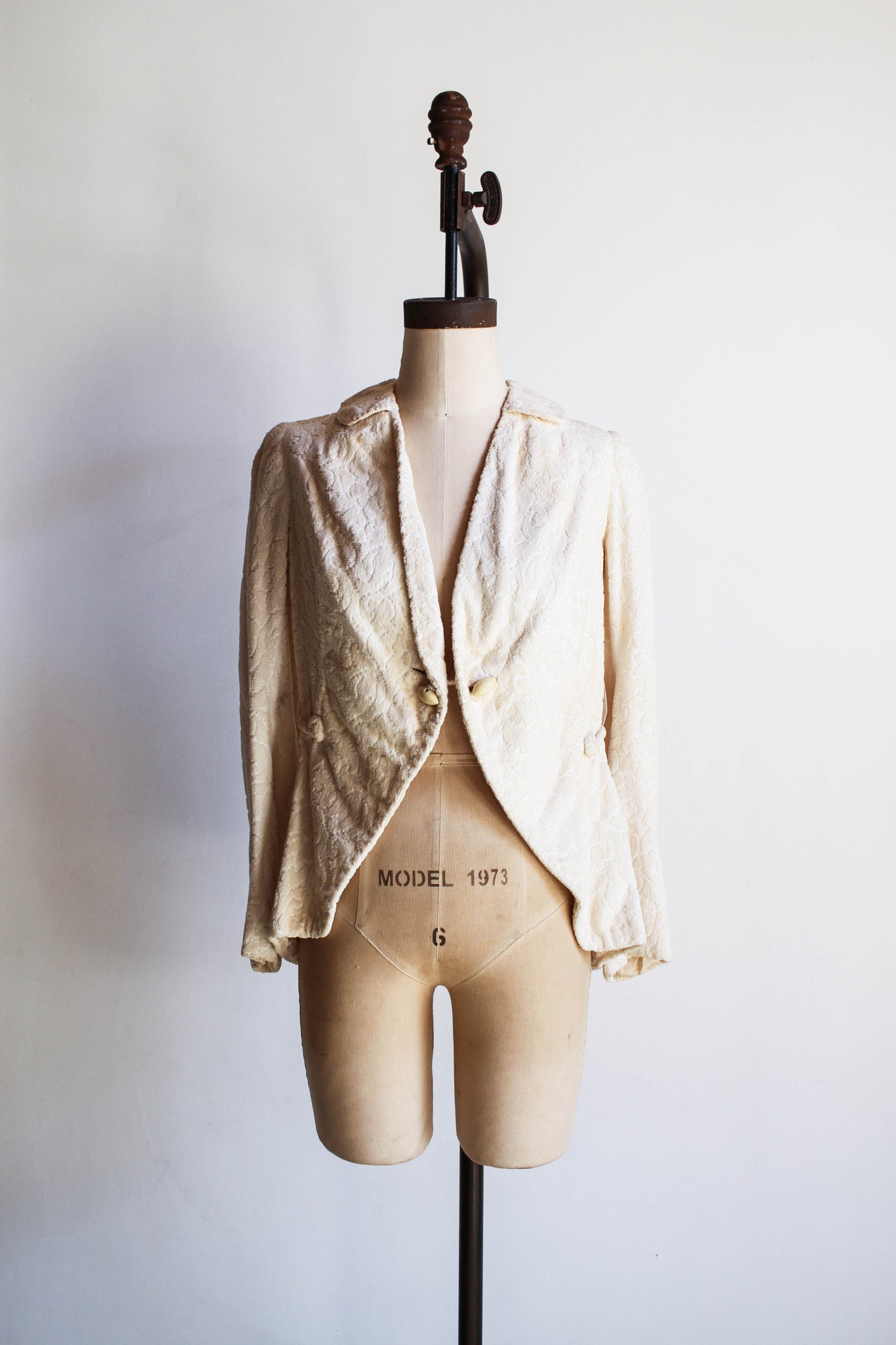 1900s Ecru Brocade Riding Habit Jacket