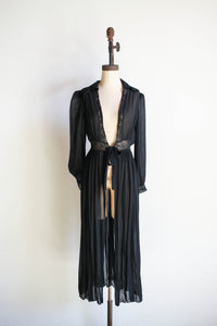 1940s Sheer Black Lace Long Bed Jacket