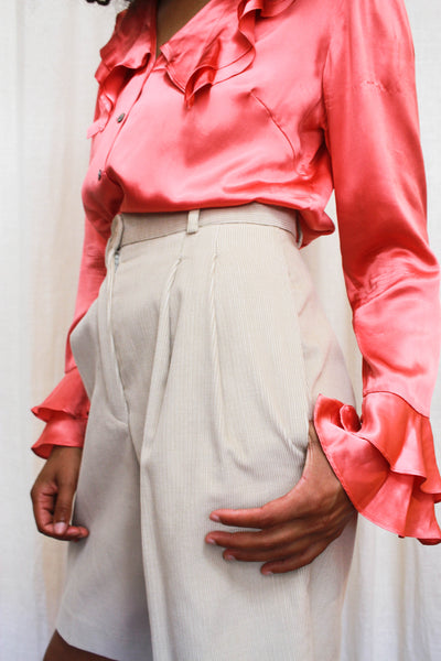1980s Beige Corduroy High Waist Shorts