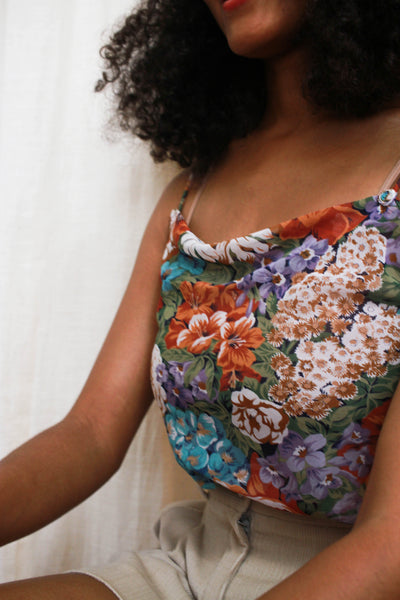 1990s Oscar De La Renta Floral Print Cami