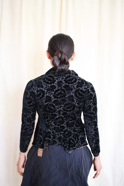 Antique Black Embossed Velvet Corset Jacket