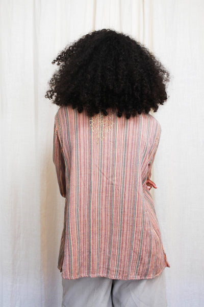 1980s Striped Cotton Moroccan Tunic