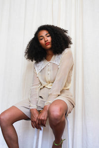 1920s Sheer Chiffon Lace Blouse