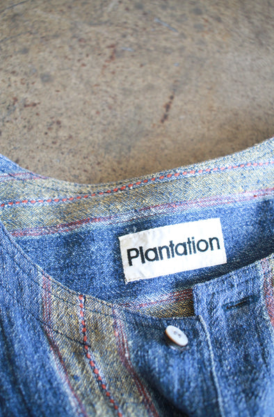 1980s Plantation Cotton Woven Striped Shirt
