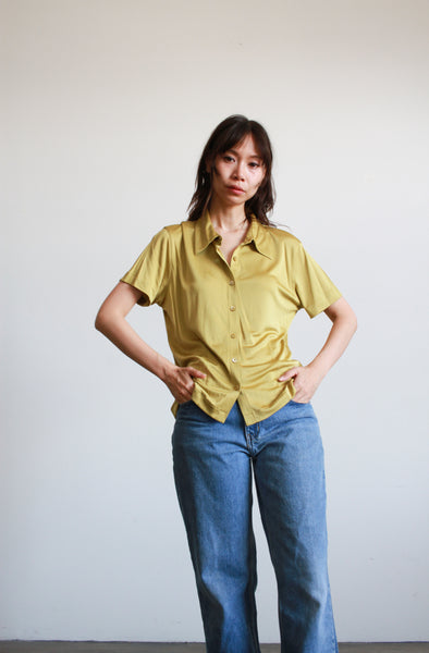 1990s Gap Chartreuse Slinky Shirt