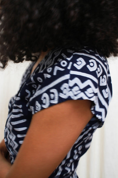 1980s Mudcloth Print Rayon Two Piece Short Set