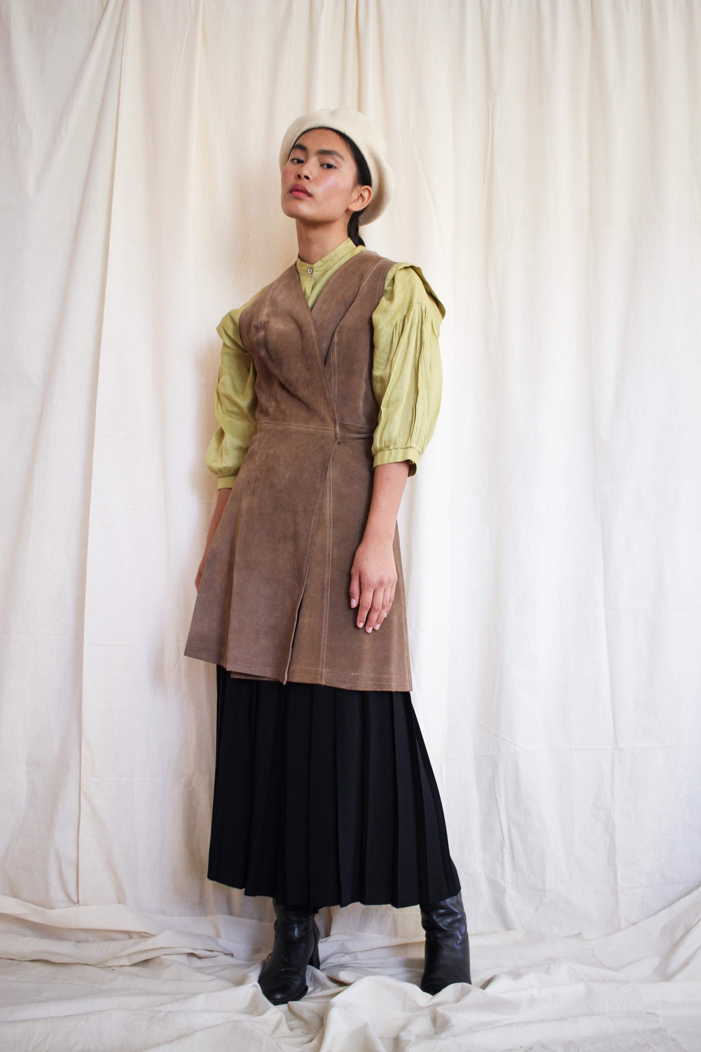 1970s Desert Suede Wrap Dress