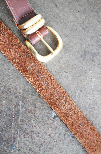 1980s Brown Leather Gold Buckled Belt