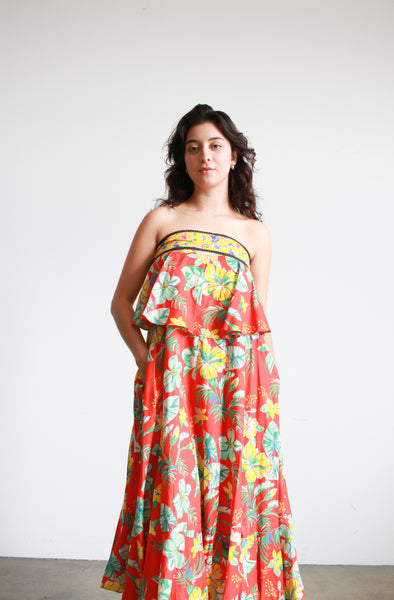 1980s Scarlett Speedwell Floral Print Dress