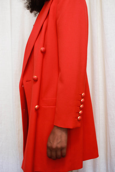1980s Red ESCADA Wool Skirt Suit
