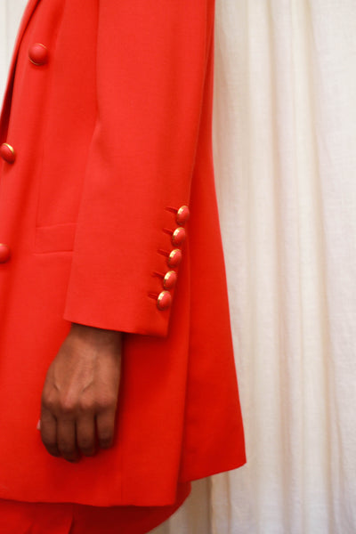 1980s Red ESCADA Wool Skirt Suit