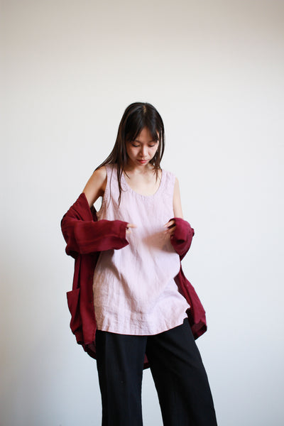 1980s Lilac Linen Boxy Blouse